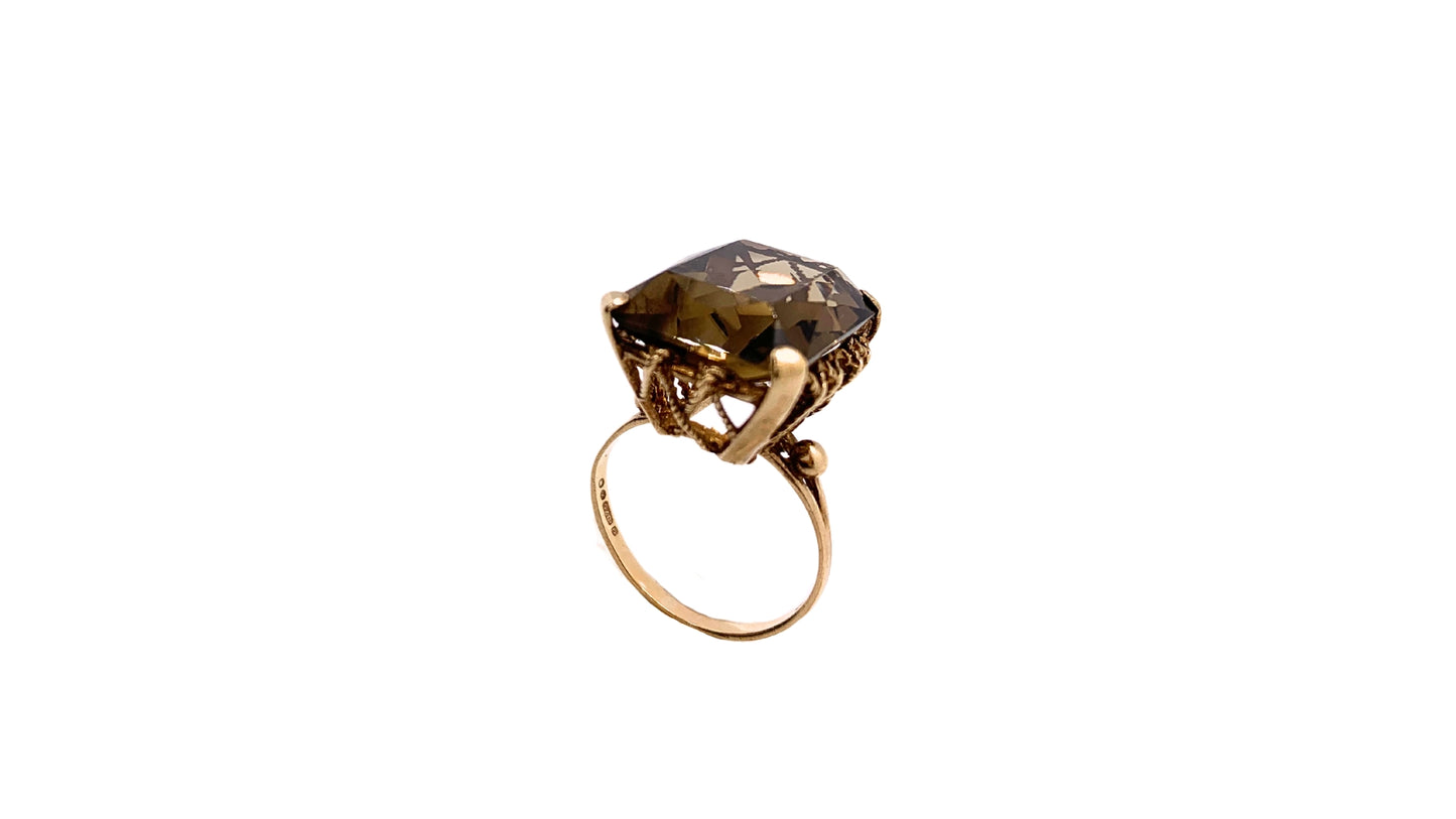 Large Vintage Smokey Quartz Cocktail Ring