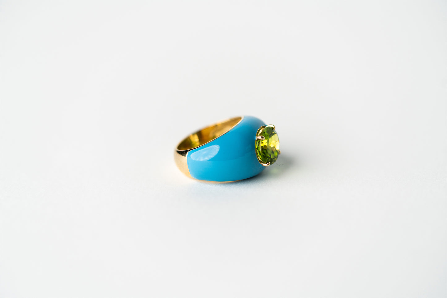 Peridot and Blue Enamel Roma Ring