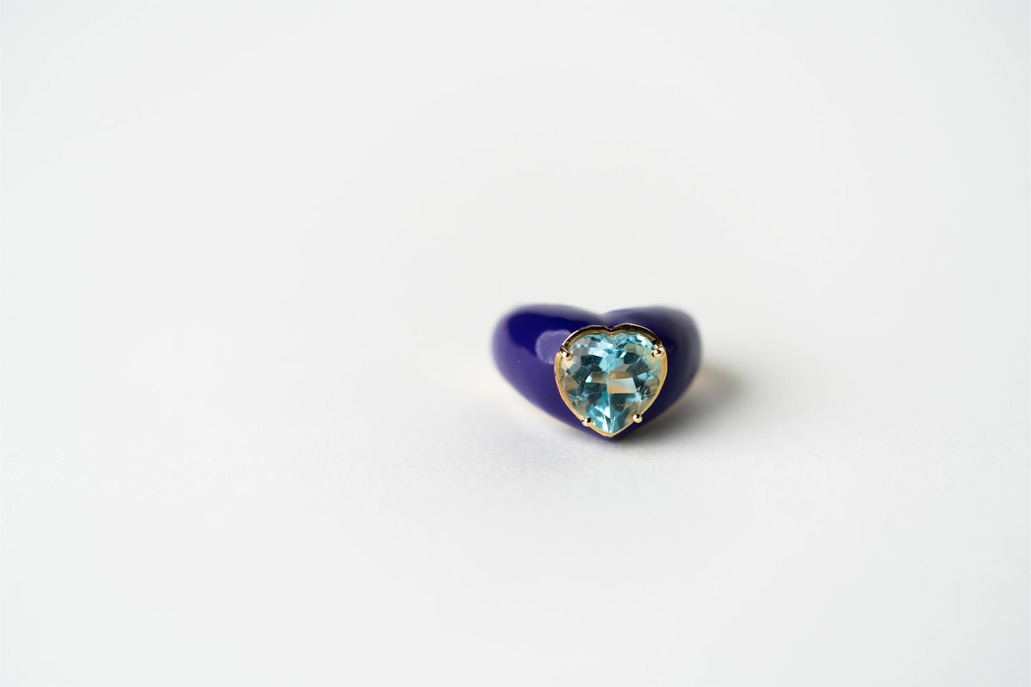 Blue Topaz Heart and Purple Enamel Roma Ring