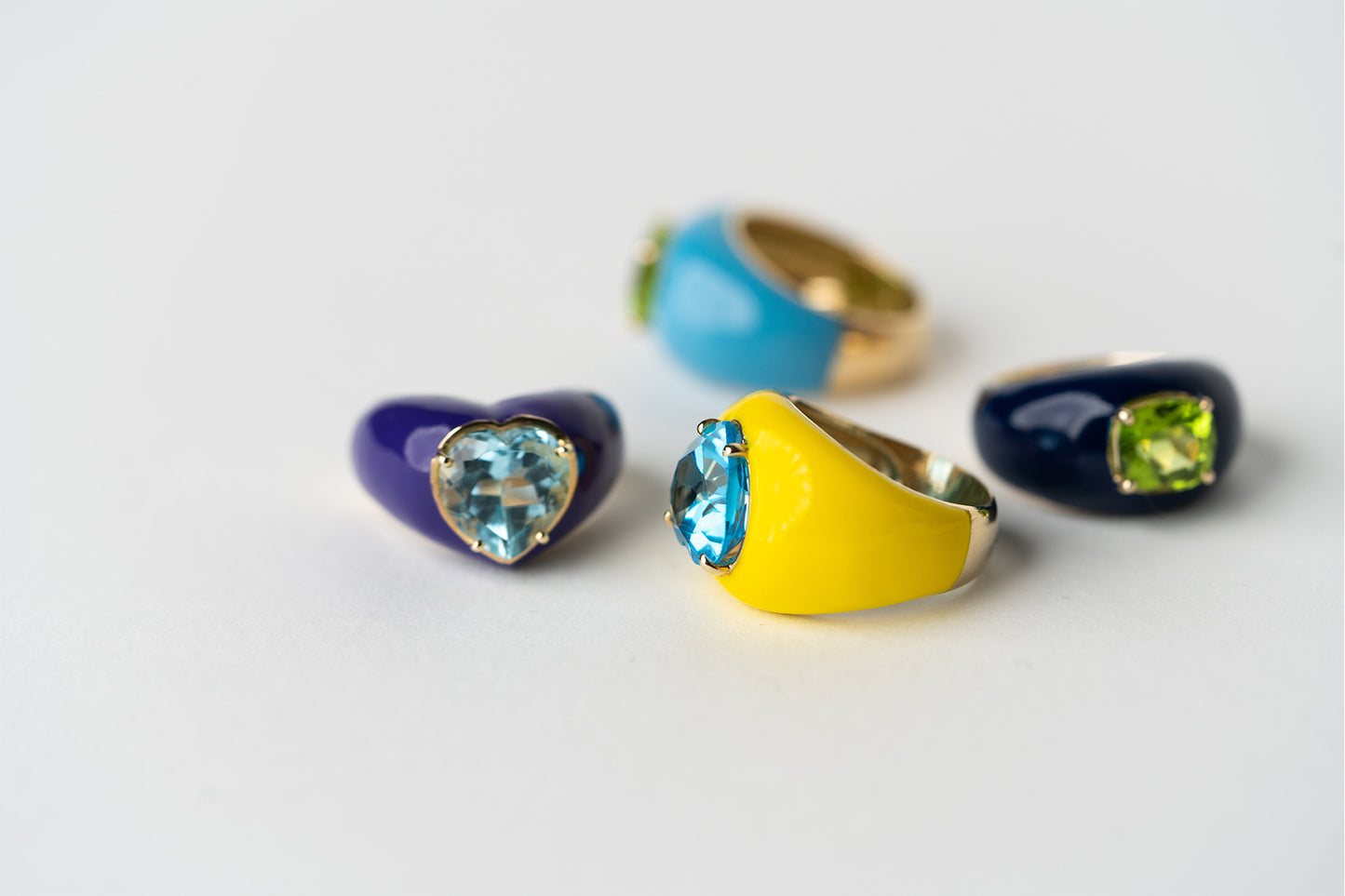 Peridot and Blue Enamel Roma Ring