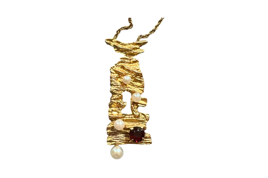 Abstract Pearl and Garnet Pendant Necklace by Deakin & Francis