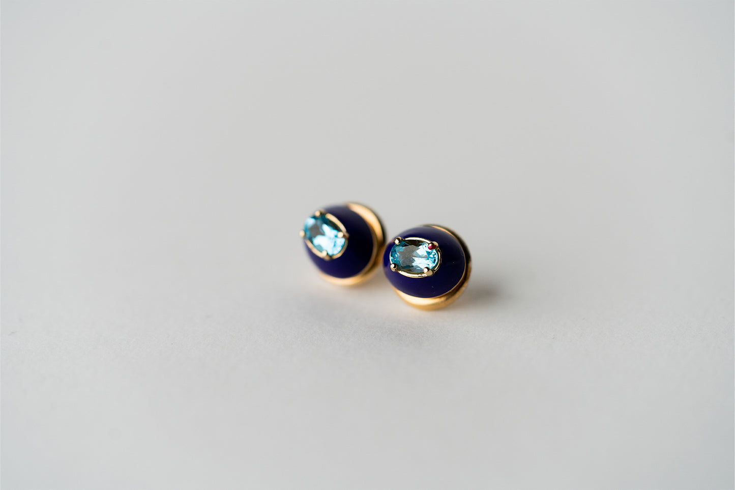 Blue Topaz and Purple Enamel Roma Earrings