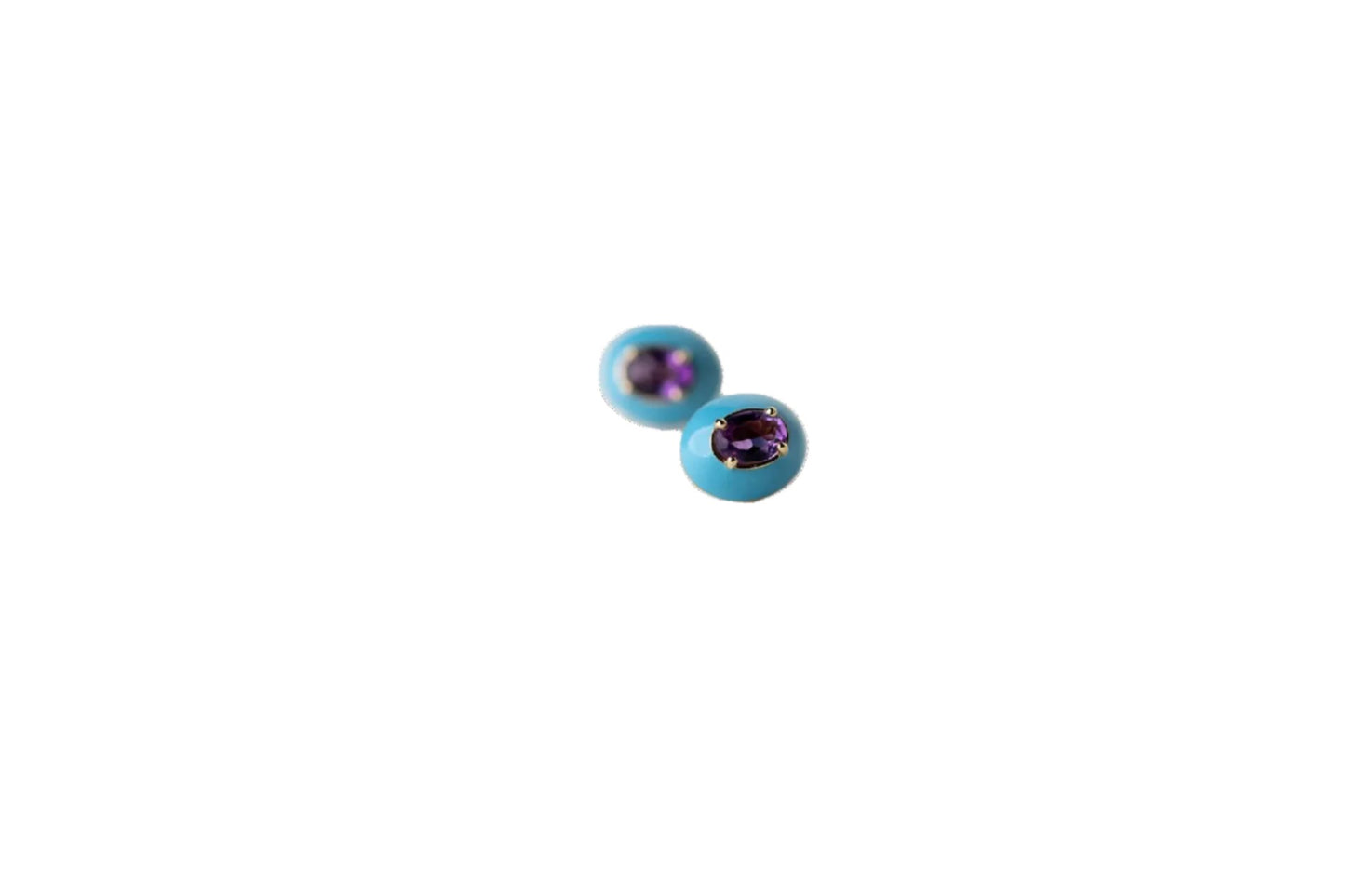 Amethyst and Blue Enamel Roma Ear Studs