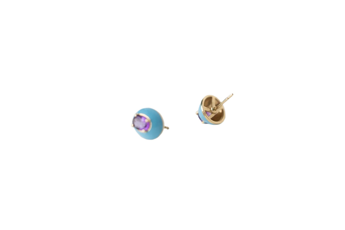 Amethyst and Blue Enamel Roma Ear Studs