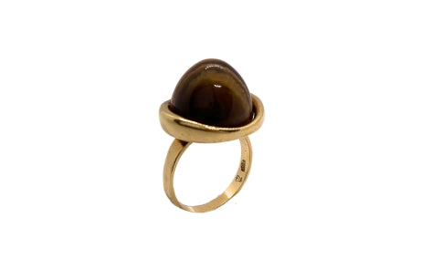 Tigers Eye Cabochon Ring in 18ct Gold