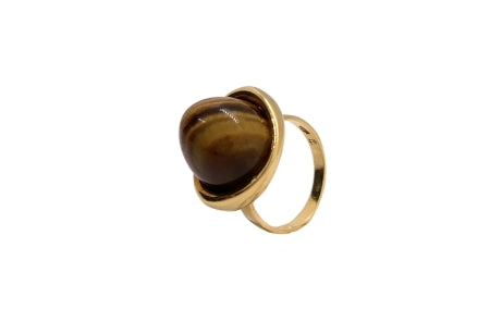 Tigers Eye Cabochon Ring in 18ct Gold