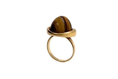 Tigers Eye Cabochon Ring in 18ct Gold