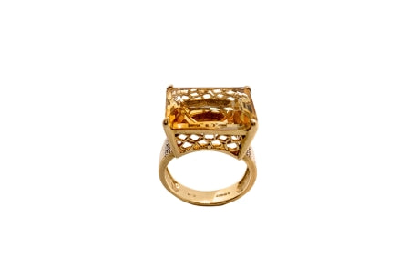 Citrine and Diamond Gold Ring