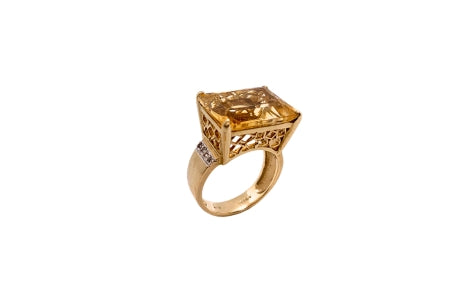 Citrine and Diamond Gold Ring