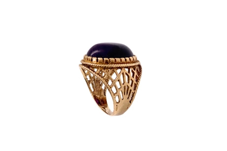 Cabochon Amethyst Basket Ring in 9ct Gold