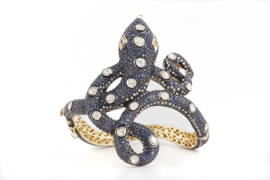 Serpent Cuff in Sapphire and Diamonds